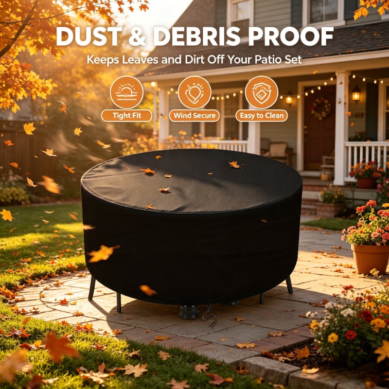 Outdoor Furniture For Patio - Round Outdoor Patio Furniture Cover, Heavy‑Duty