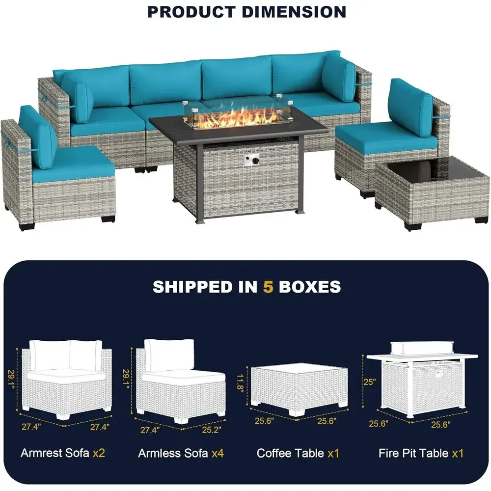 8-Piece Outdoor Patio Furnitur - Outdoor Furniture Fire Table ulasan dan harga
