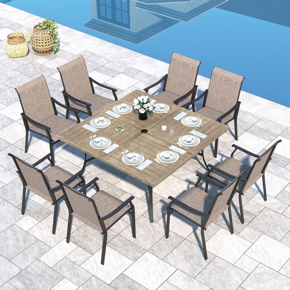 Patio Dining Set 9 Pieces, 8 Q - Outdoor Furniture Quick Dry ulasan dan harga