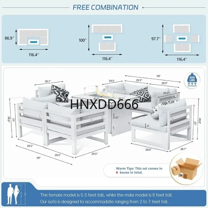 7-Piece Aluminum Outdoor Patio - Outdoor Furniture Fire Table ulasan dan harga
