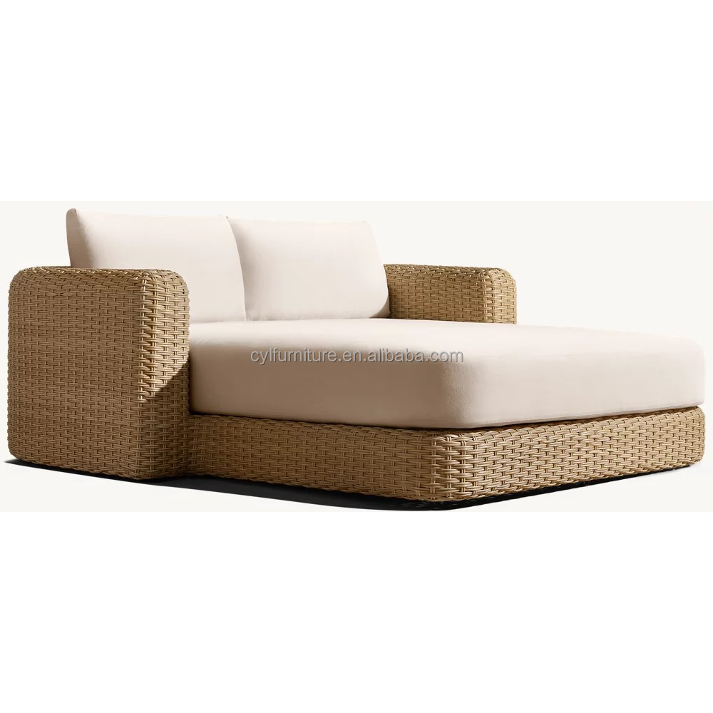 Modern PE Rattan Daybed with P - Outdoor Furniture Quick Dry ulasan dan harga