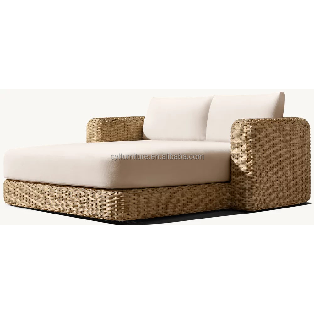 Modern PE Rattan Daybed with P - Outdoor Furniture Quick Dry ulasan dan harga