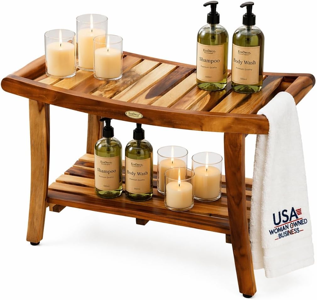 Teak Shower Bench Spa Bath Sho - Outdoor Furniture For Pool ulasan dan harga