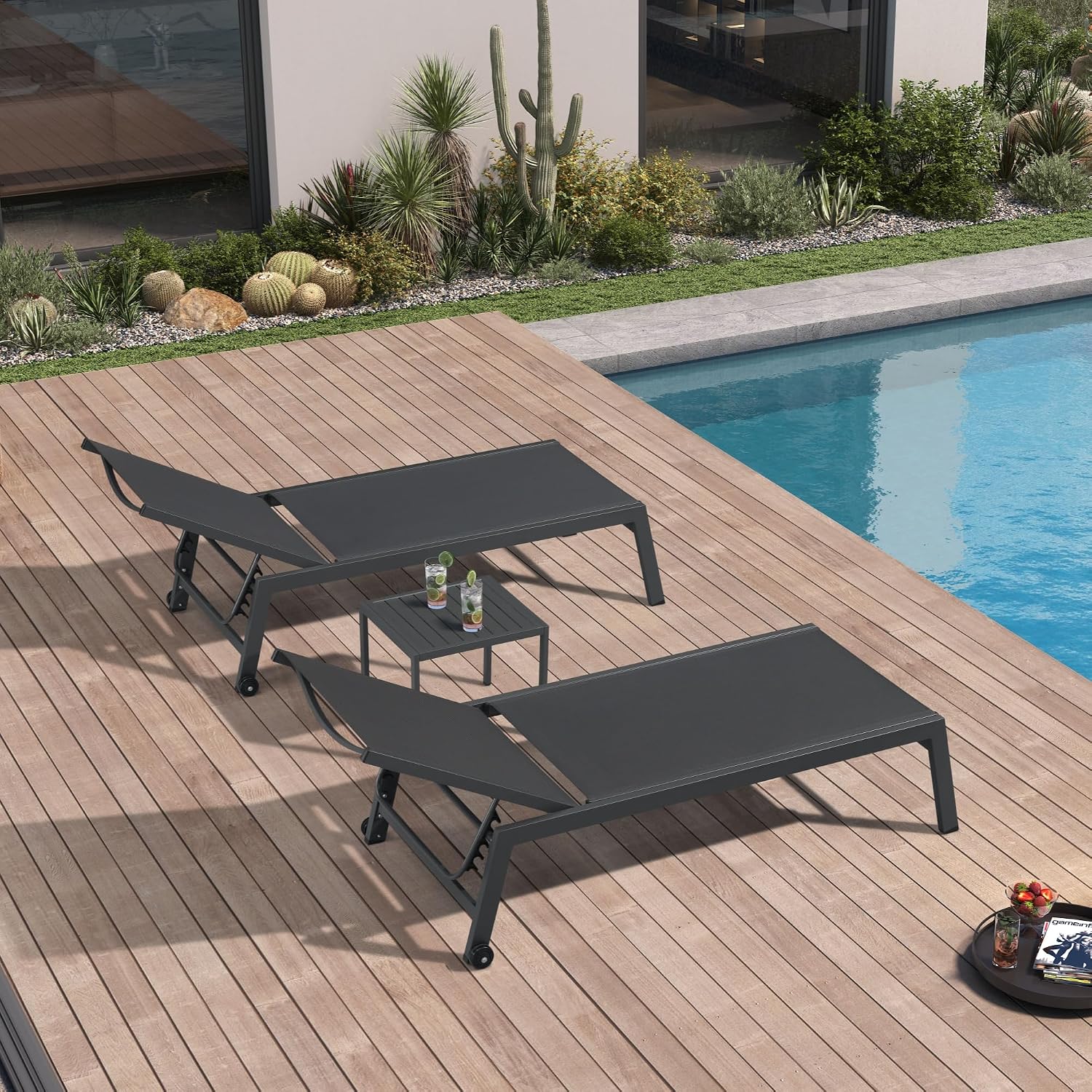 Wide Patio Lounge Chair 2 Set  - Outdoor Furniture Quick Dry ulasan dan harga
