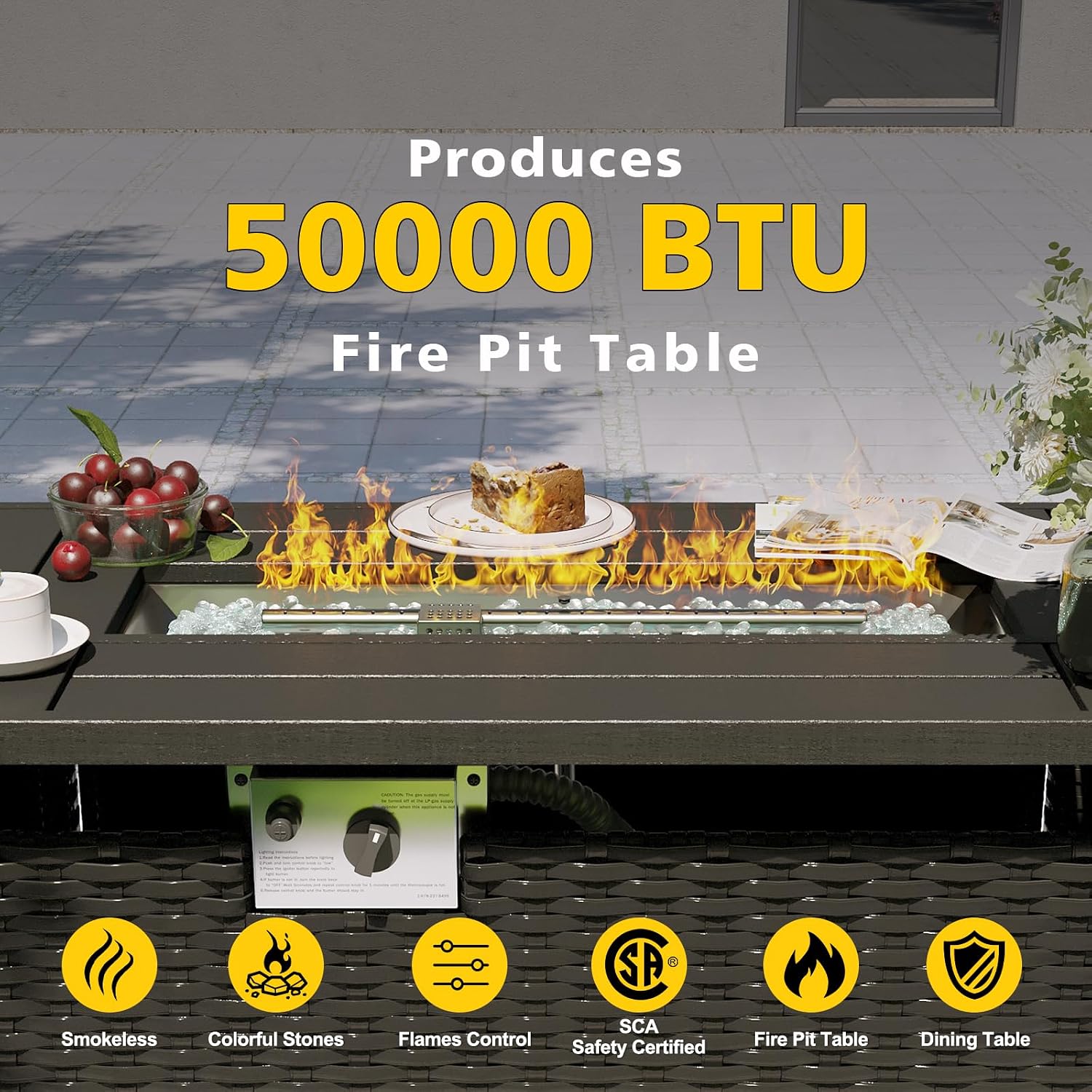 Patio Furniture Set with Fire  - Outdoor Furniture Fire Table ulasan dan harga