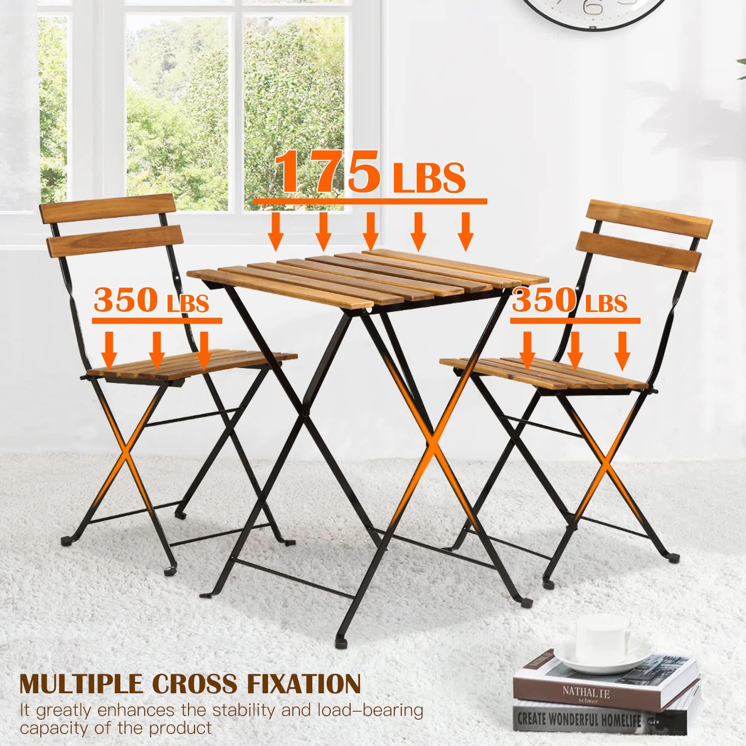 Natural wood 3-piece folding p - Outdoor Furniture For Patio ulasan dan harga