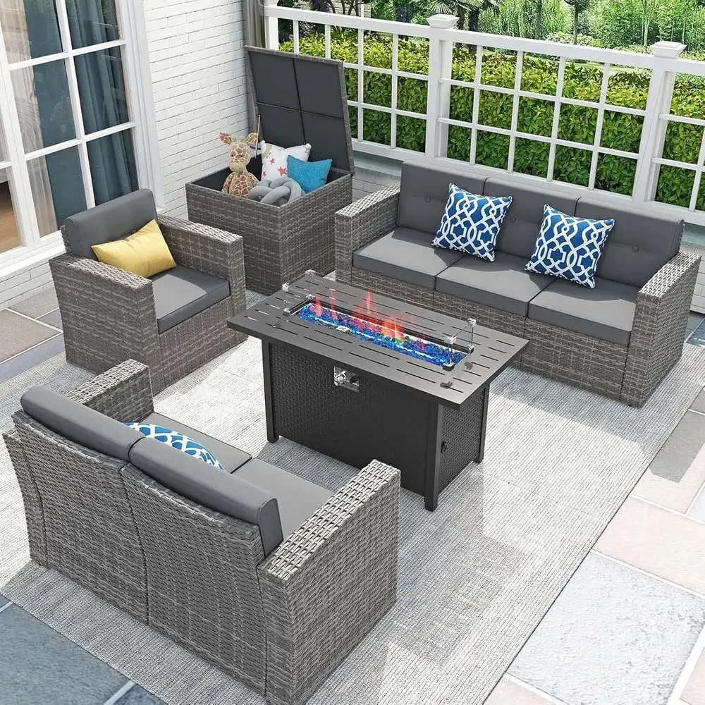 8-Piece Patio Furniture Set wi - Outdoor Furniture Fire Table ulasan dan harga