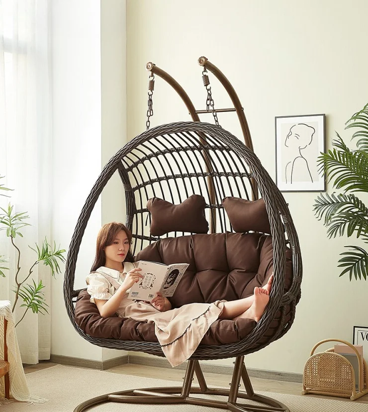 Hanging Basket Rattan Chair Sw - Outdoor Furniture Iron ulasan dan harga