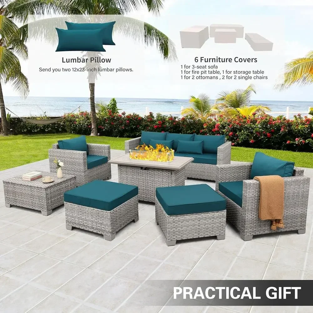 6-Piece Grey Wicker Outdoor Pa - Outdoor Furniture Fire Table ulasan dan harga
