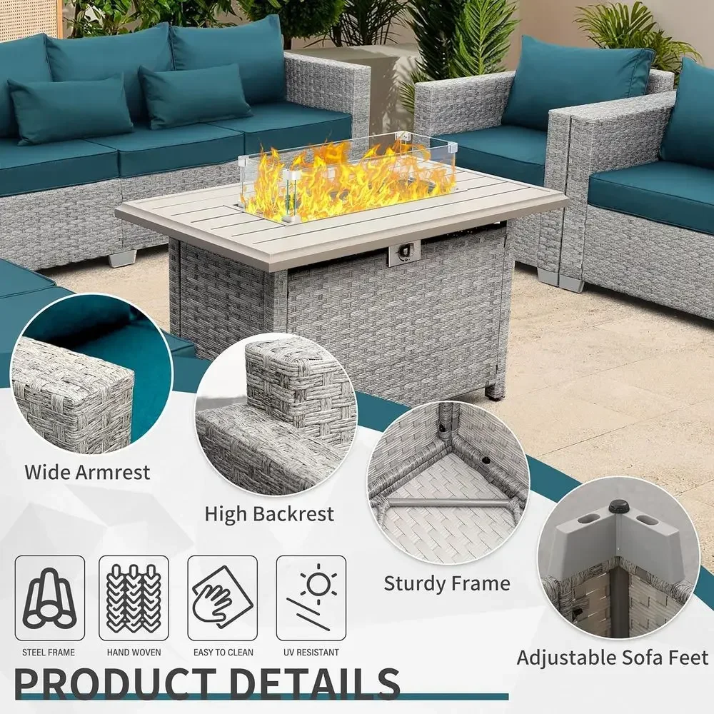6-Piece Grey Wicker Outdoor Pa - Outdoor Furniture Fire Table ulasan dan harga