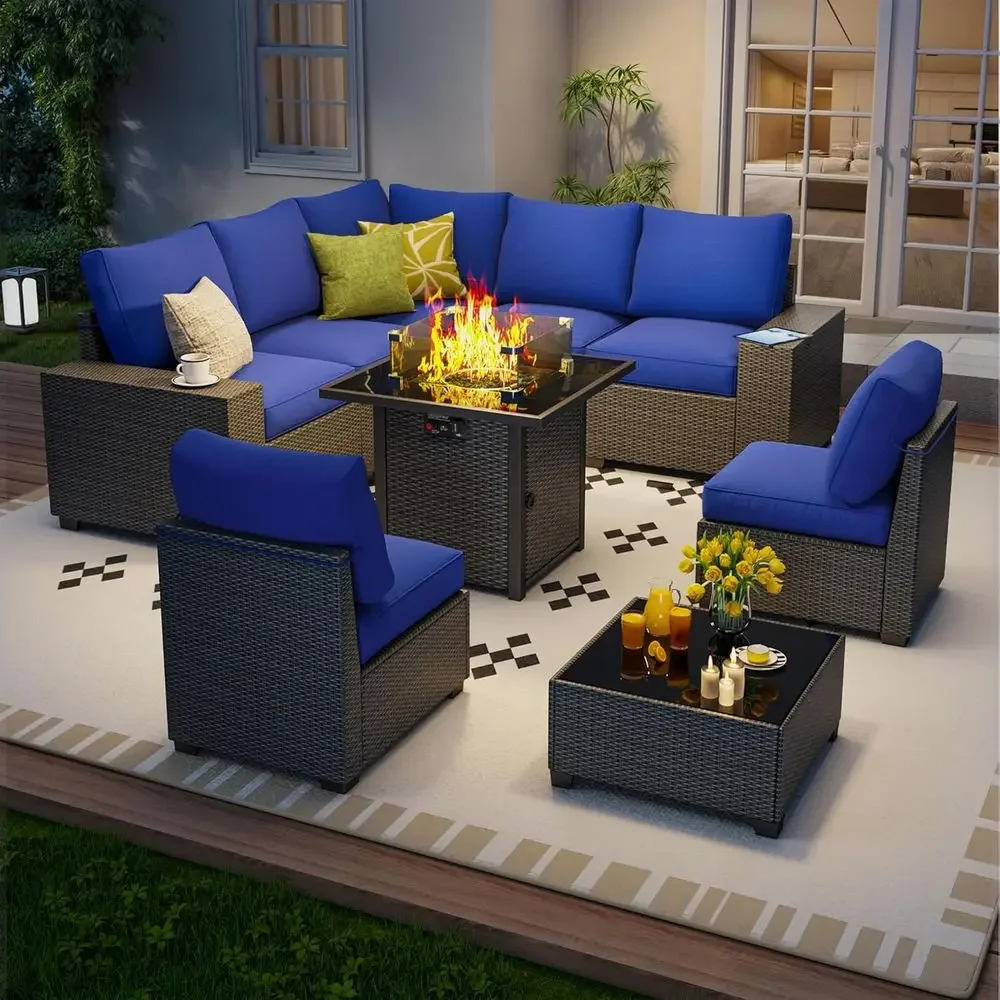 9-Piece Outdoor Patio Furnitur - Outdoor Furniture Fire Table ulasan dan harga