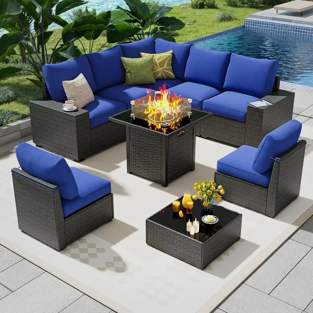 9-Piece Outdoor Patio Furnitur - Outdoor Furniture Fire Table ulasan dan harga