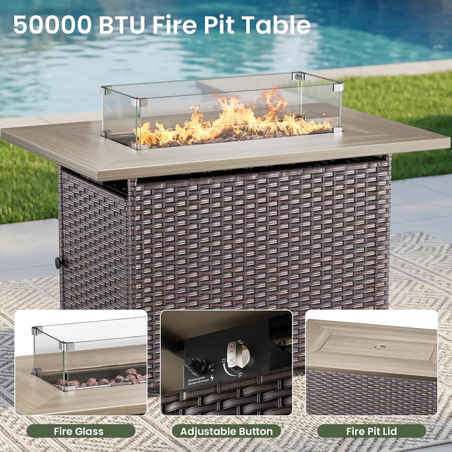Luxury Patio Furniture Set wit - Outdoor Furniture Fire Table ulasan dan harga