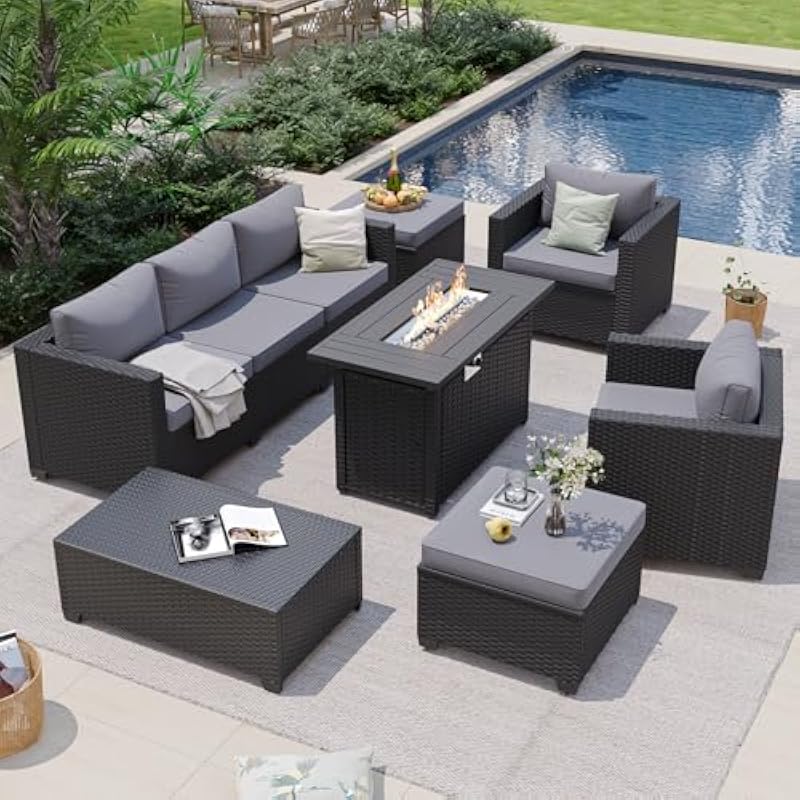 Outdoor sectional set with int - Outdoor Furniture Fire Table ulasan dan harga