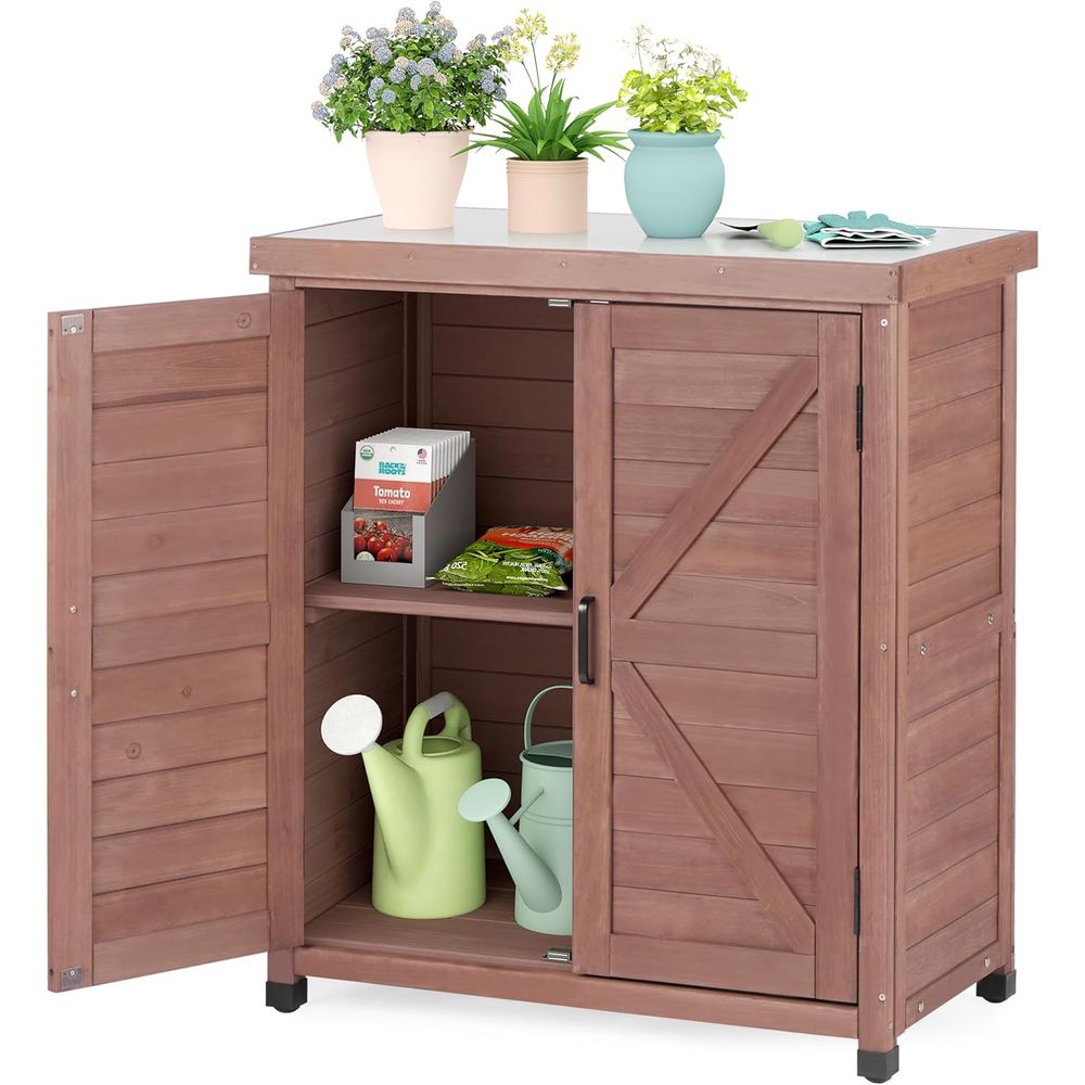Outdoor Storage Cabinet & Pott - Outdoor Furniture Wooden ulasan dan harga