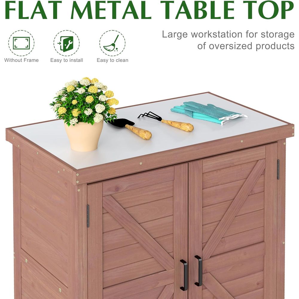 Outdoor Storage Cabinet & Pott - Outdoor Furniture Wooden ulasan dan harga